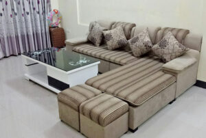 Hình ảnh Ghế sofa nỉ chữ L đẹp hiện đại tại nhà khách hàng