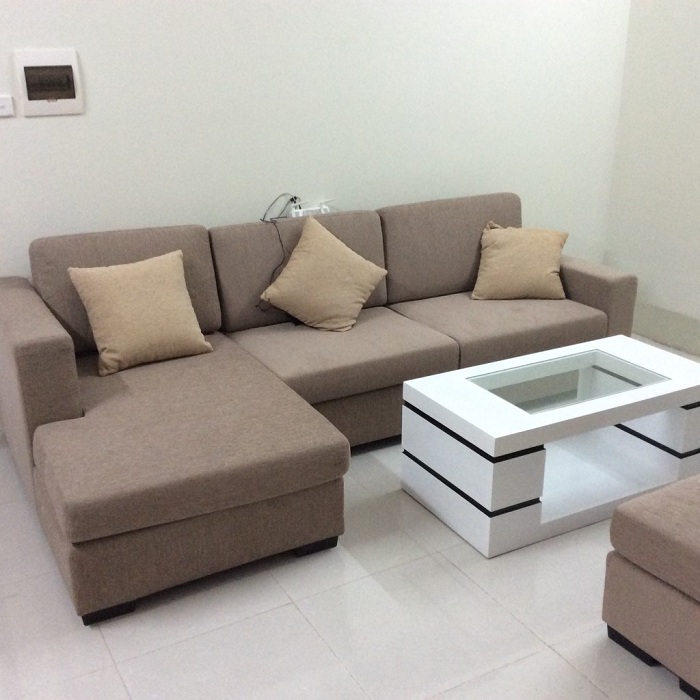 Hình ảnh cho mẫu sofa nỉ góc chữ L đẹp bài trí trong không gian đẹp hiện đại