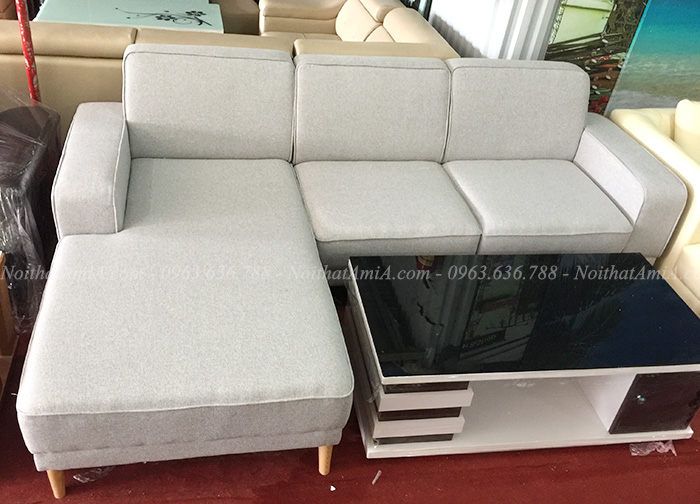 Hình ảnh Sofa nỉ chữ L đẹp 3 chỗ cho không gian căn phòng khách đẹp