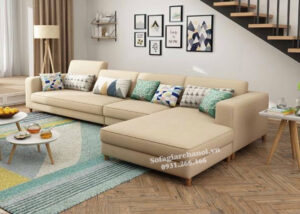 Hình ảnh Sofa nỉ đẹp giá rẻ Hà Nội bài trí trong không gian phòng khách gia đình