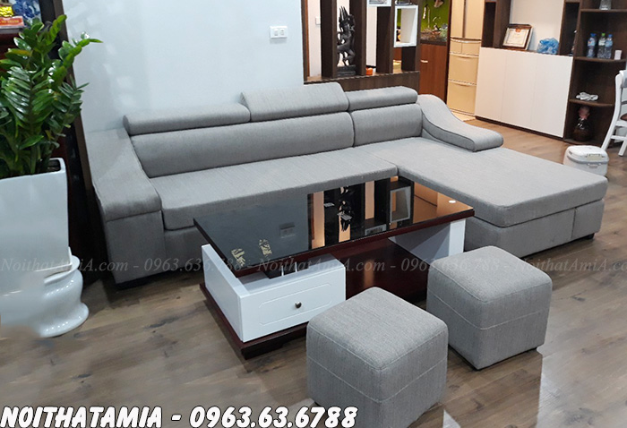 Hình ảnh Sofa nỉ đẹp giá rẻ tại Hà Nội kiểu dáng hình chữ L