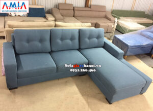 Hình ảnh Sofa nỉ giá rẻ Hà Nội hình chữ L đẹp hiện đại thiết kế rút khuy độc đáo