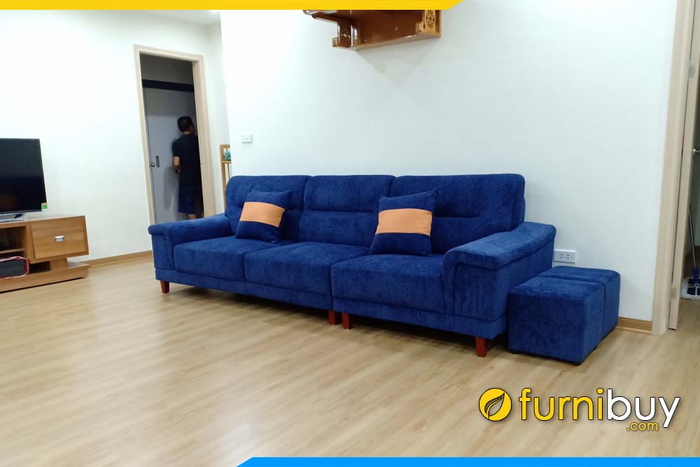 ghe sofa vang ni mau xanh duong 3 cho ngoi