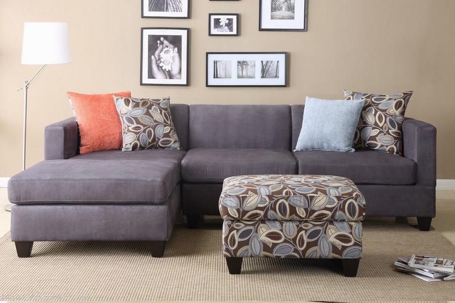 Hình ảnh cho bộ sofa nhà chung cư với thiết kế dạng chữ L được trang trí với gối