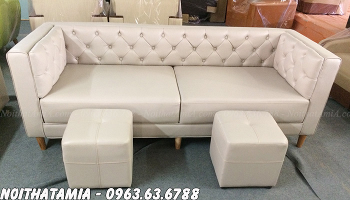 Hình ảnh Sofa spa dạng văng đẹp với chất liệu da hiện đại, sang trọng