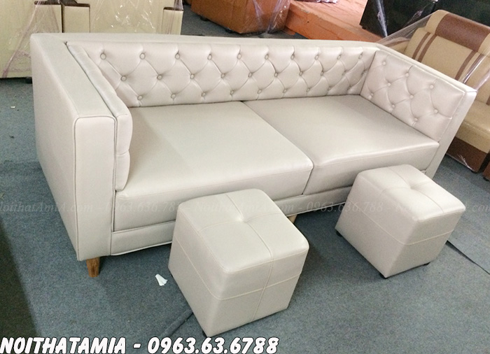 Hình ảnh Sofa spa văng đẹp thiết kế rút khuy hiện đại và sang trọng cùng chất liệu da