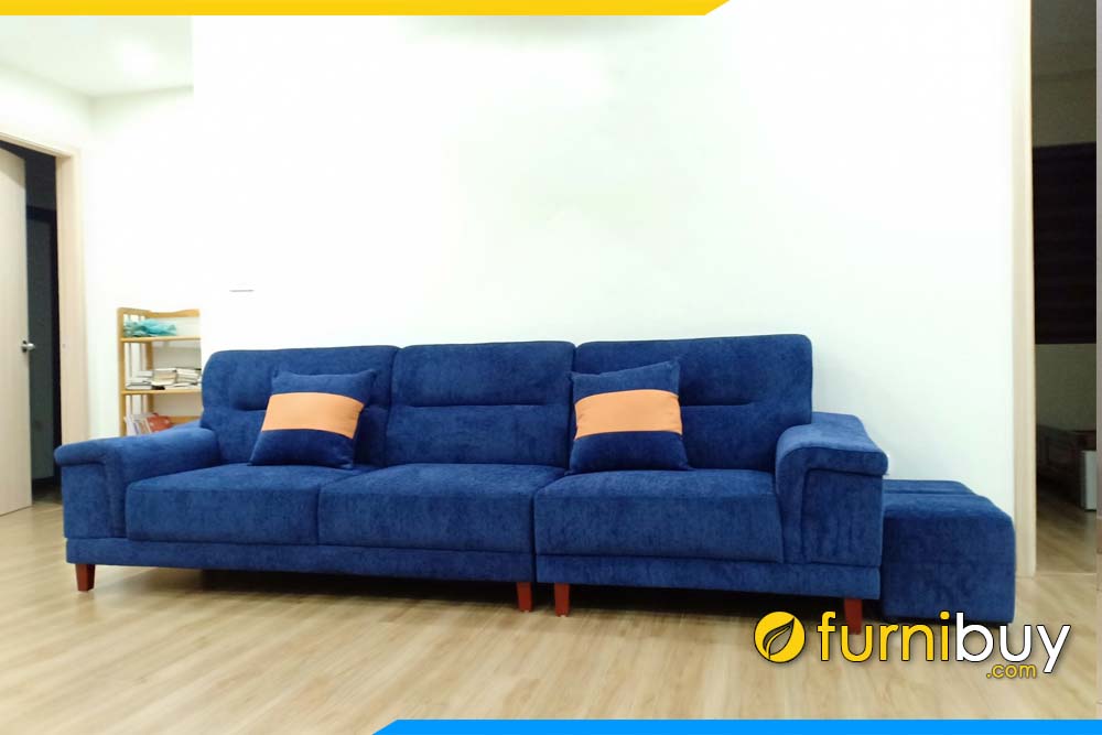 Ghế sofa văng nỉ màu xanh dương 3 chỗ ngồi