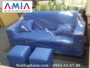 Hình ảnh đại diện Sofa văng da 1m8 màu xanh da trời SFV059