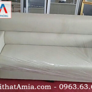 Hình ảnh cho mẫu sofa văng da màu trắng sữa đẹp hoàn hảo trong không gian phòng khách hiện đại