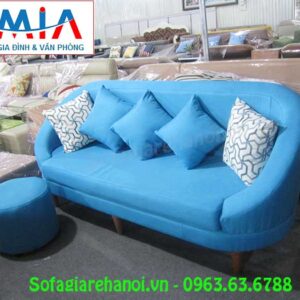 Hình ảnh mẫu sofa văng nỉ 1m8 đẹp mê ly với gam màu xanh cô ban tinh tế, nhẹ nhàng