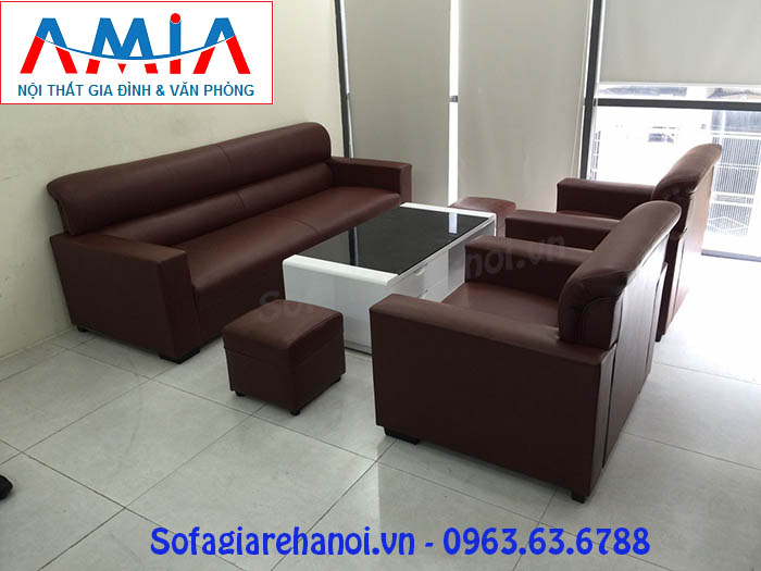 Hình ảnh cho bộ ghế sofa văng da làm kích thước theo yêu cầu khi bài trí trong phòng làm việc