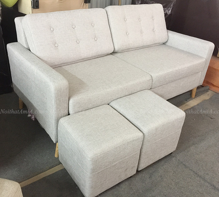 Hình ảnh Sofa văng nỉ kích thước nhỏ thiết kế 2 chỗ rút khuy tựa lưng